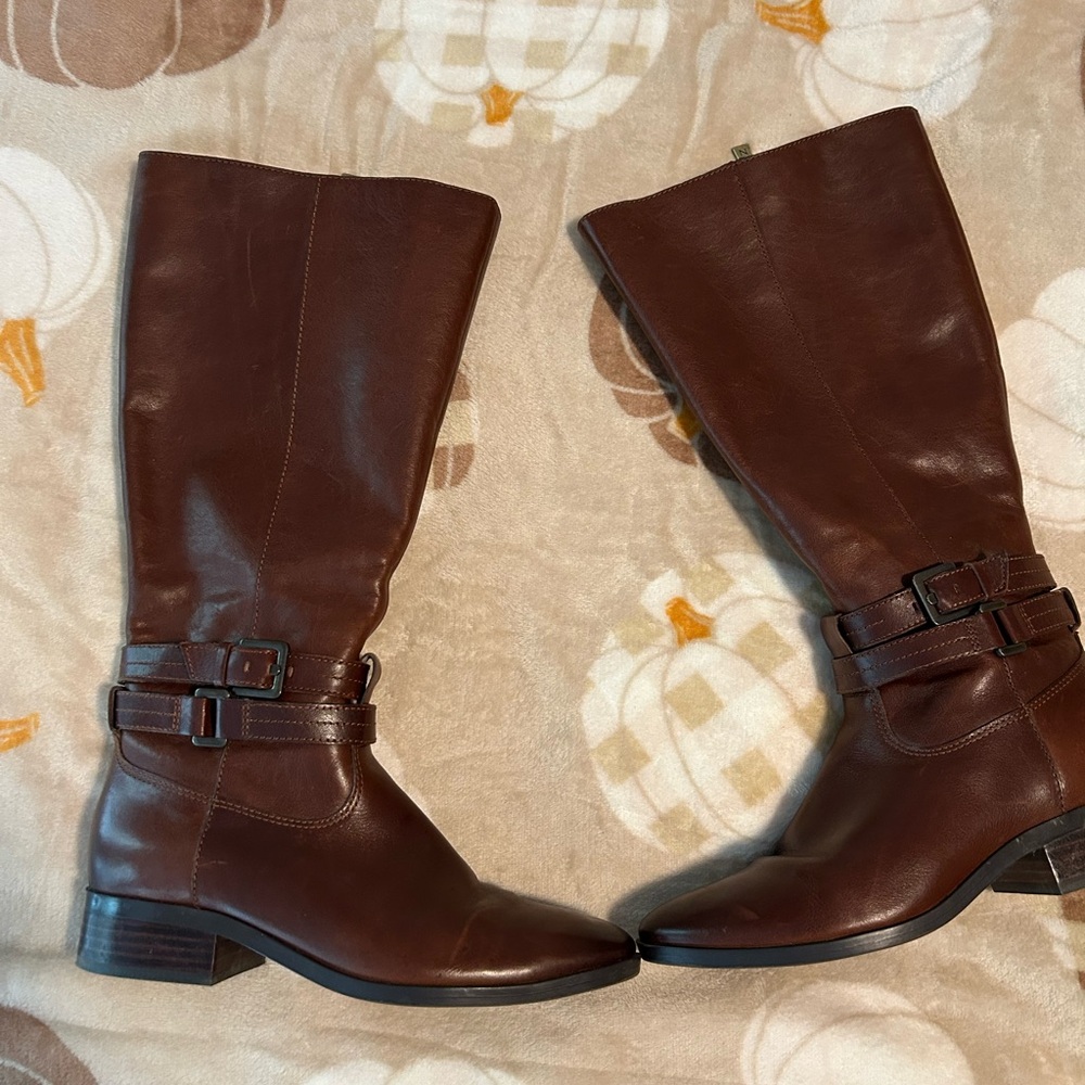Naturalizer Brown Genuine Leather Knee-High Riding Boots